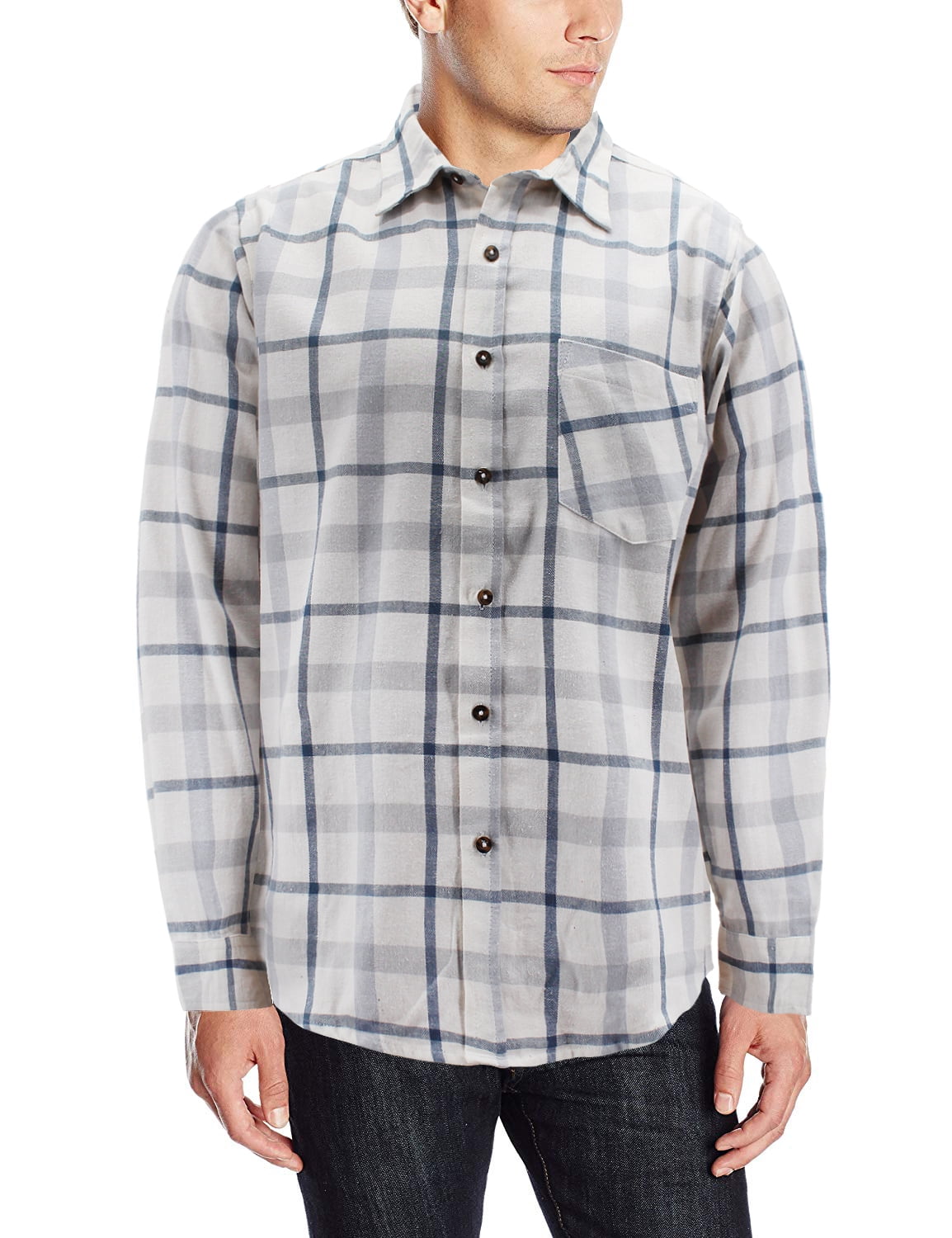 Men’s 100% Cotton Long Sleeve Plaid Check Soft Flannel Button Up Shirt ...