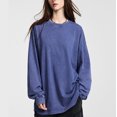 thumbnail image 1 of Men’s 100% Cotton Long-Sleeve T-Shirt – Heavyweight Washed Distressed Tee, Soft Pure Cotton Base Layer Top for Men & Women, 1 of 10