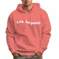 thumbnail image 1 of Men's 100% Cotton Los Angeles Letters Hoodie 330g Heavy Pocket Hood, 1 of 15