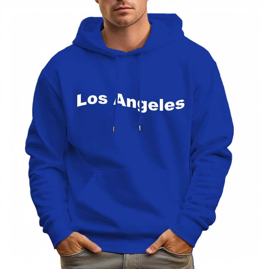 Men's 100 Cotton Los Angeles Letters Hoodie 330g Heavy Pocket Hood