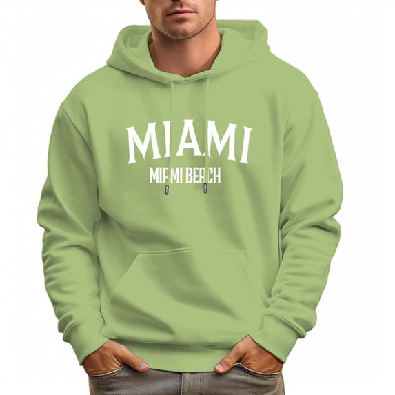 Men's 100% Cotton MIAMI Hoodie 330g Thick Pocket Hood