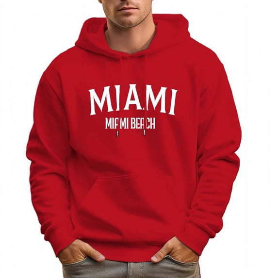 Men's 100% Cotton MIAMI Hoodie 330g Thick Pocket Hood