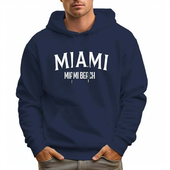 Men's 100% Cotton MIAMI Hoodie 330g Thick Pocket Hood