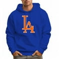 thumbnail image 1 of Men's 100% Cotton Orange LA Design Hoodie 330g Thick Pocket Sweatshirt, 1 of 16
