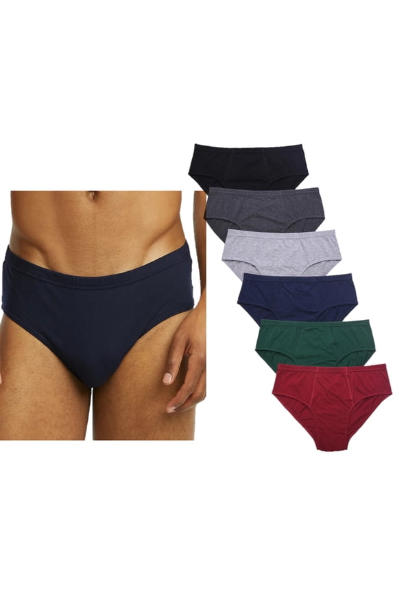 Men's 100% Cotton Plain Color Bikini Briefs, Multi-Colors S, 6-Pack