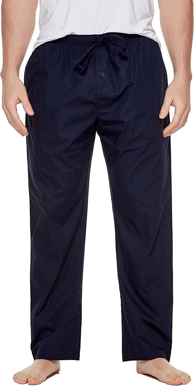 Men's 100 Cotton Poplin Pajama Sleep Pants Navy Large