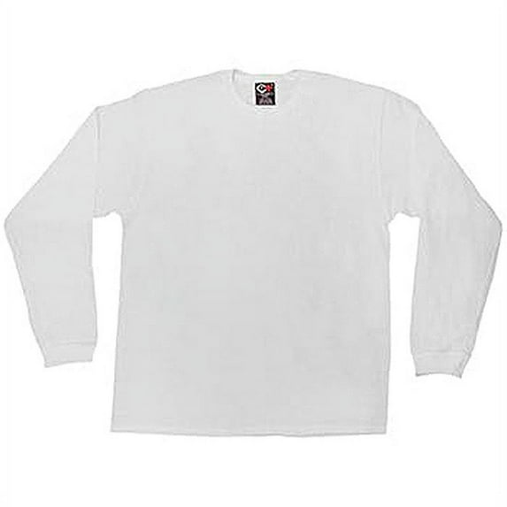 Men's 100% Cotton Premium Heavy Weight Crew Neck Long Sleeve T-Shirt Big & Tall Sizes (S, White, Single)
