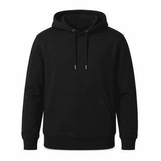 Men's 100% Cotton Pullover Hoodie, Stylish Comfortable Hooded Sweatshirt with 2-Ply Self-Fabric, Long Sleeves, Kangaroo Pocket and Ribbed Cuffs & Hem Casual Black Everyday Wear (Large)