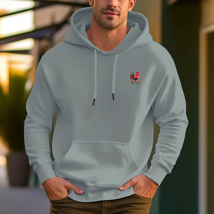 Rooster Hand Drawn Pattern Print Men Women Pullover Hoodie