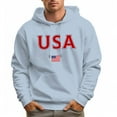 thumbnail image 1 of Men's 100% Cotton Red USA Hoodie 330g Thick Pocket Hood, 1 of 16