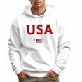 thumbnail image 1 of Men's 100% Cotton Red USA Hoodie 330g Thick Pocket Hood, 1 of 16