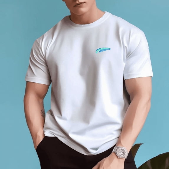 Men's 100% Cotton Regular Comfortable Tee with Ink Blue Print