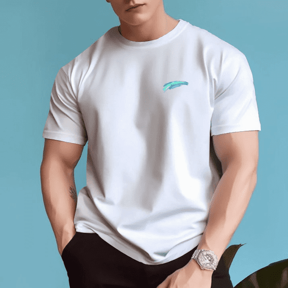 Men's 100% Cotton Regular Comfortable Tee with Ink Blue Print