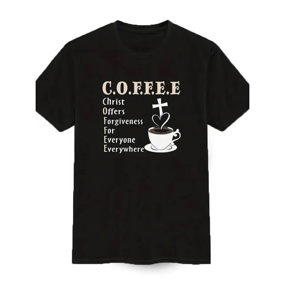 Men's 100% Cotton Relaxed Fit T-Shirt With "Coffee Owner Offers Forgiveness" Pri