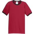 thumbnail image 1 of Men's 100% Cotton Ringer T-shirt, Red/Jet Black - XL, 1 of 4