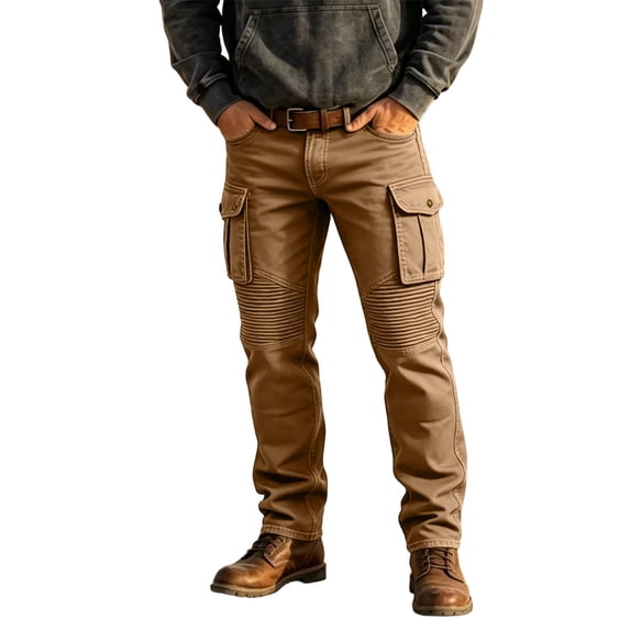 Men's 100% Cotton Rip-Stop Tactical Hiking Cargo Pants, Lightweight Breathable Multi Pocket Outdoor Work Trousers for Hunting Camping Travel Daily Khaki