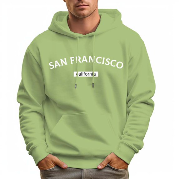Men's 100% Cotton SAN FRANCISCO Hoodie 330g Thick Pocket Hood
