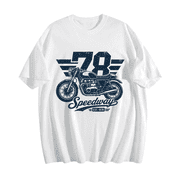 NUBILY Mens T-Shirts Graphic Retro 78 Speedway Motorcycle - 100% Cotton Vintage Biker Graphic Tee - Short Sleeve,White,2XL