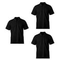 thumbnail image 1 of Men's 100 % Cotton Slim Polo Short Sleeve Shirt, Black L, 3 Pack, 1 of 7