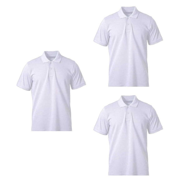 Men's 100 % Cotton Slim Polo Short Sleeve Shirt, White 2XL, 3 Pack