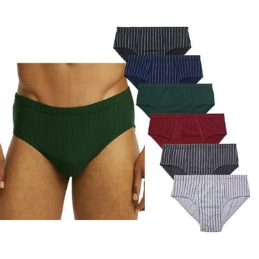 Men's 100% Cotton Stripe Color Bikini Briefs, Multi-Colors M, 6-Pack