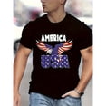 thumbnail image 1 of Men's 100% Cotton T-Shirt 180gsm - Eagle Print T-shirt, Men's Casual Street Style Stretch Round Neck Tee Shirt For Summer, Gift for Men, 1 of 6