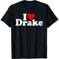 thumbnail image 1 of Men's 100% Cotton T-Shirt 180gsm - I Love Heart Drake T-Shirt, Black Comfortable Breathable Soft Tee, Valentine's Gift for Men, 1 of 6