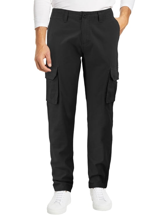 Men's 100% Cotton Work Trousers Multi Pocket Military Army Cargo Pants (Black, 40W x 30L)