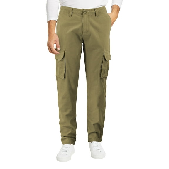 Men's 100% Cotton Work Trousers Multi Pocket Military Army Cargo Pants (Olive, 38W x 30L)