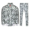 thumbnail image 1 of Men's 100 Dollar Money Print Hip Hop Track Suits 2 Piece Sweatsuit Set ST805 - White - Large, 1 of 6
