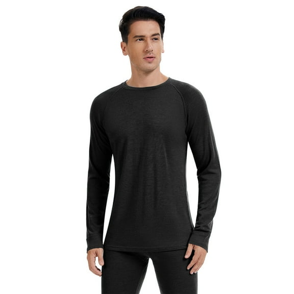 Men's 100% Merino Wool Base Layer Tops Lightweight Long Sleeve Active Base Layer
