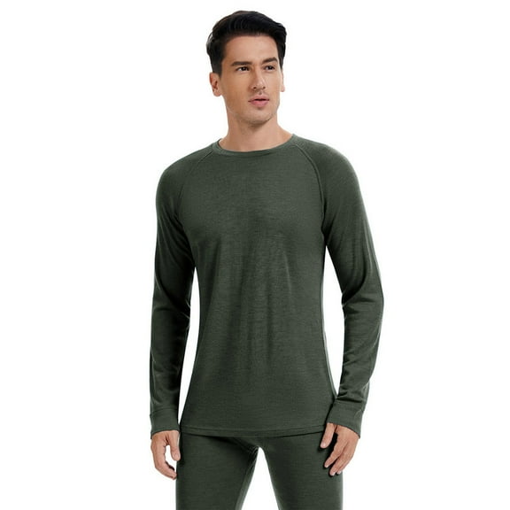 Men's 100% Merino Wool Base Layer Tops Lightweight Long Sleeve Active Base Layer