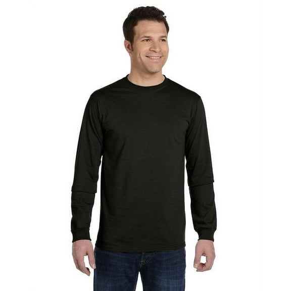 Men's 100% Organic Cotton Classic Long-Sleeve T-Shirt - BLACK - 2XL