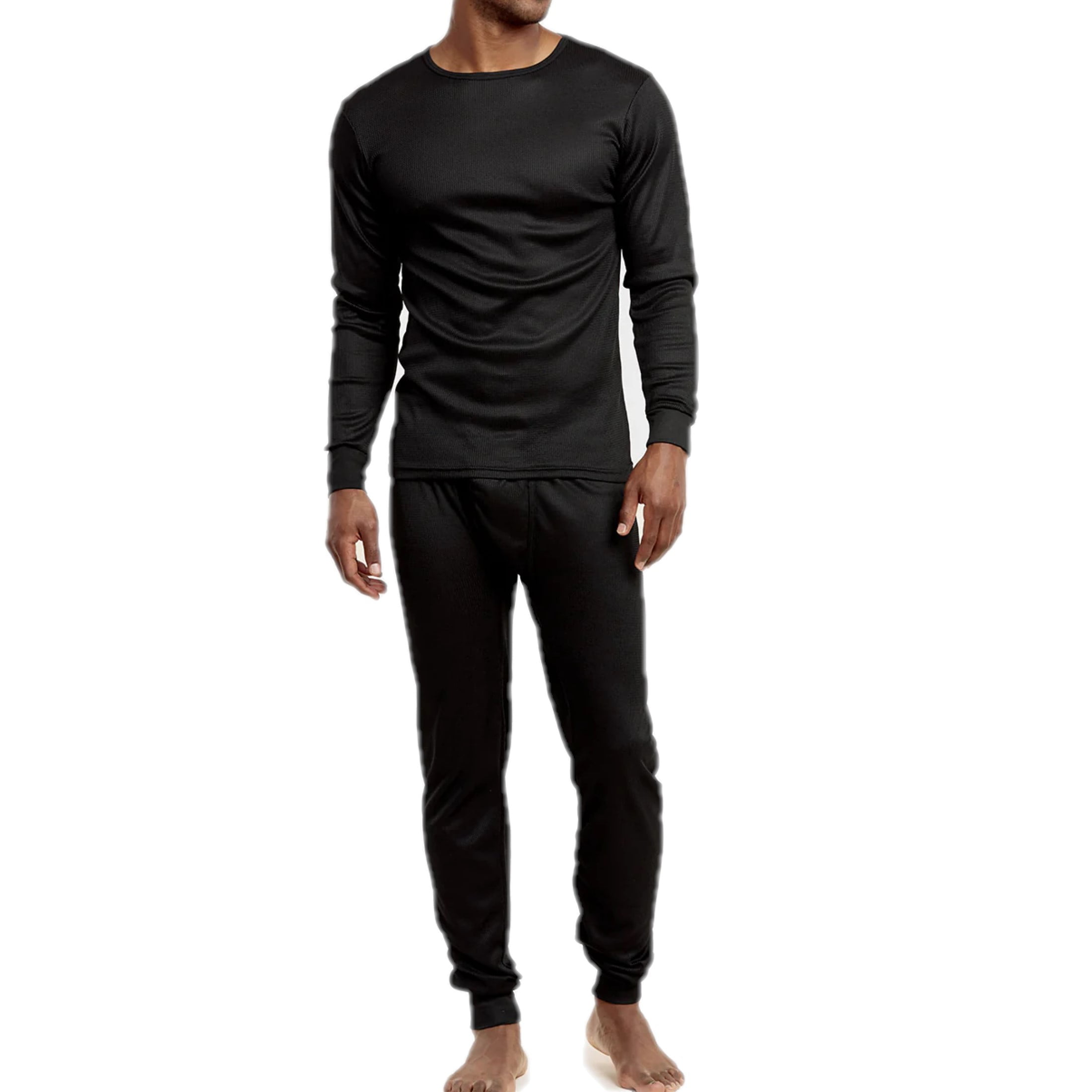 Men s 100 Polyester 2 Pc Long Thermal Underwear Navy Blue M 1 Set