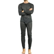 COUVER Men's 100% Polyester 2-Pc Long Thermal Underwear, Charcoal XL, 1 Set