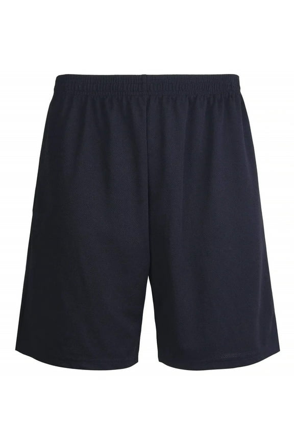 Men's 100% Polyester Performance Shorts with Pockets, Black L, 1 Count, 1 Pack