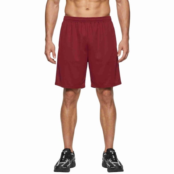 Men's 100% Polyester Performance Shorts with Pockets, Red M, 1 Count, 1 Pack