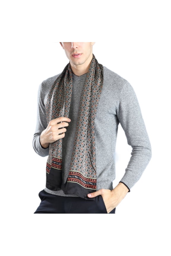 Men's 100 Silk Scarf Double Layers Fashion Scarves Neckerchief Formal Casual