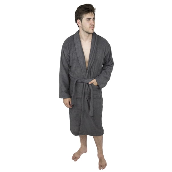 Men?s 100% Terry Cotton Bathrobe Toweling Robe Charcoal XXL