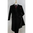 thumbnail image 1 of Men's 100% Wool Full Length Length Top Coat - Hidden Button Black Windowpane, 1 of 1