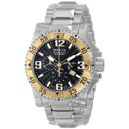 Men's 10893 Excursion Reserve Chronograph Black Textured Dial Stainless Steel Watch
