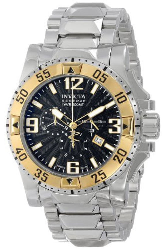 Men's 10893 Excursion Reserve Chronograph Black Textured Dial Stainless Steel Watch