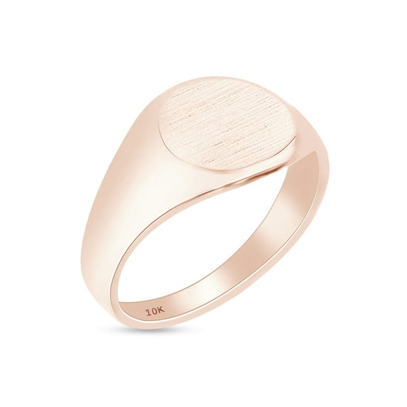 AFFY Men's 10K Rose Gold Engravable Round Top Signet Ring, Ring Size-14