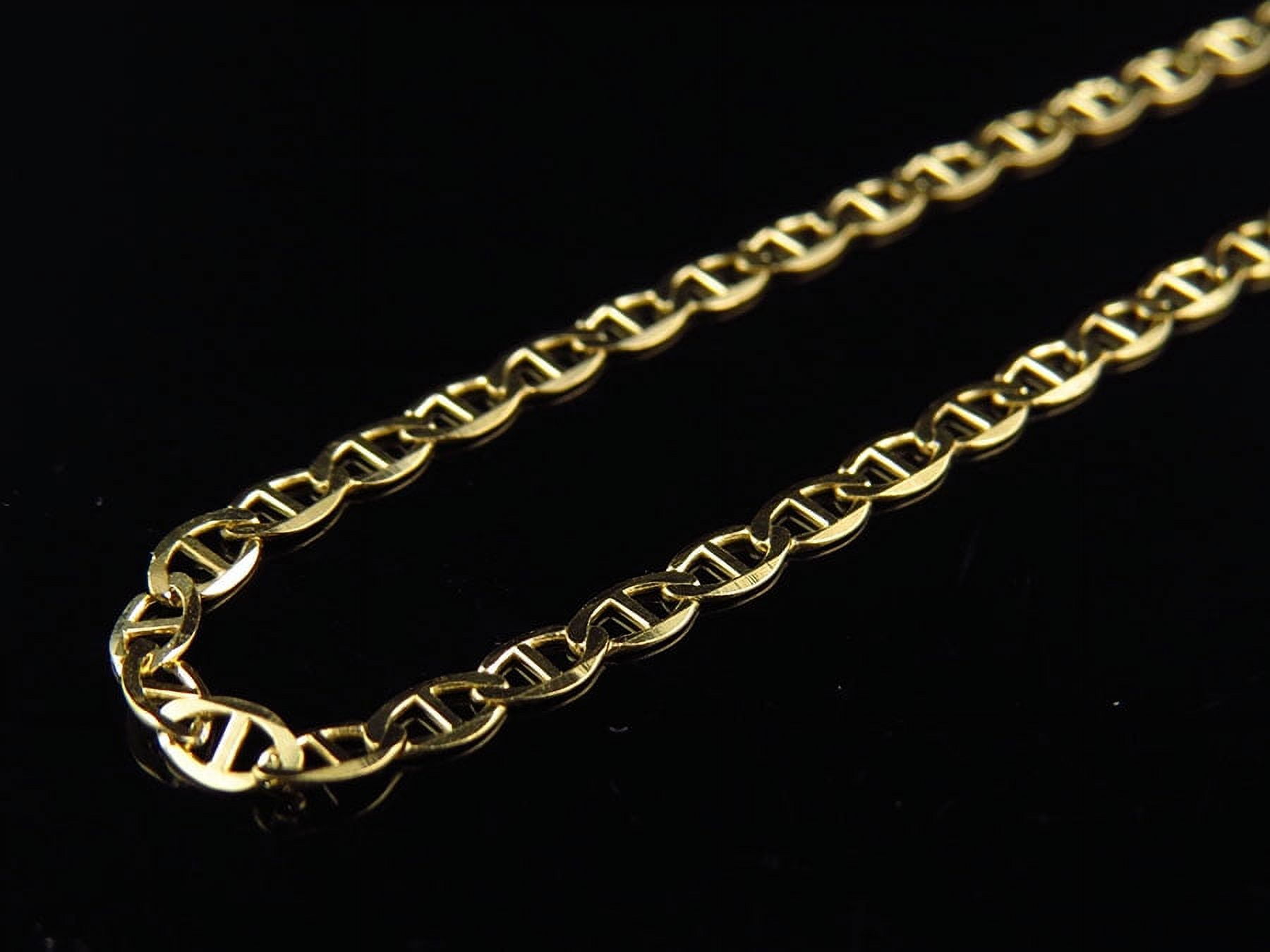 Men's 10K Solid Yellow Gold 2.5MM Flat Mariner Link Style Chain 1624 Inches