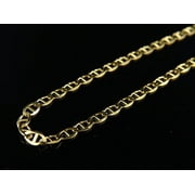 JEWELRY UNLIMITED Men's 10K Solid Yellow Gold 2.5MM Flat Mariner Link Style Chain 16-24 Inches