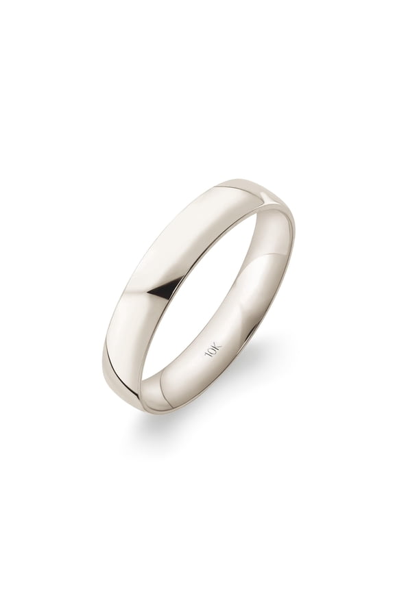 10K White Gold Comfort Fit Wedding Band, High-Polish, for Men or Women, Size 8.5
