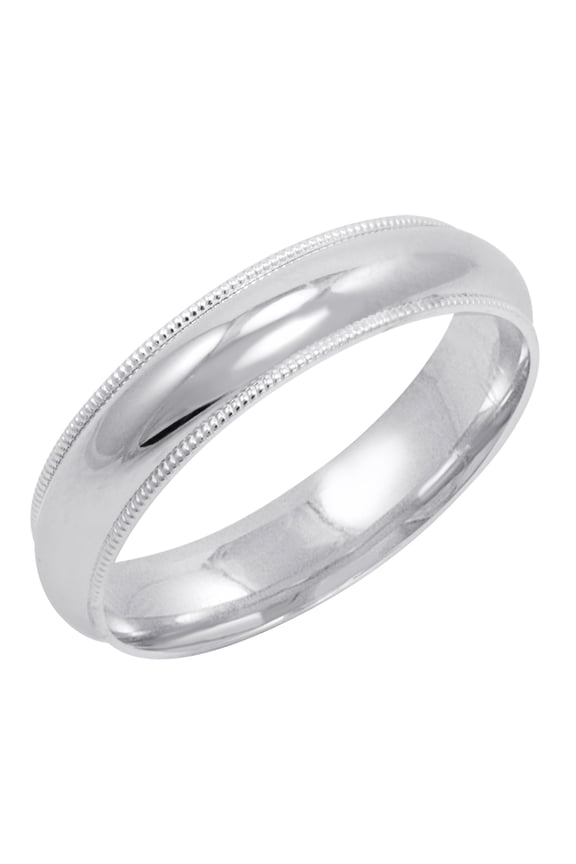 Men's 10K White Gold 5mm Comfort Fit Milgrain Wedding Band (Available Ring Sizes 8-12 1/2) Size 11