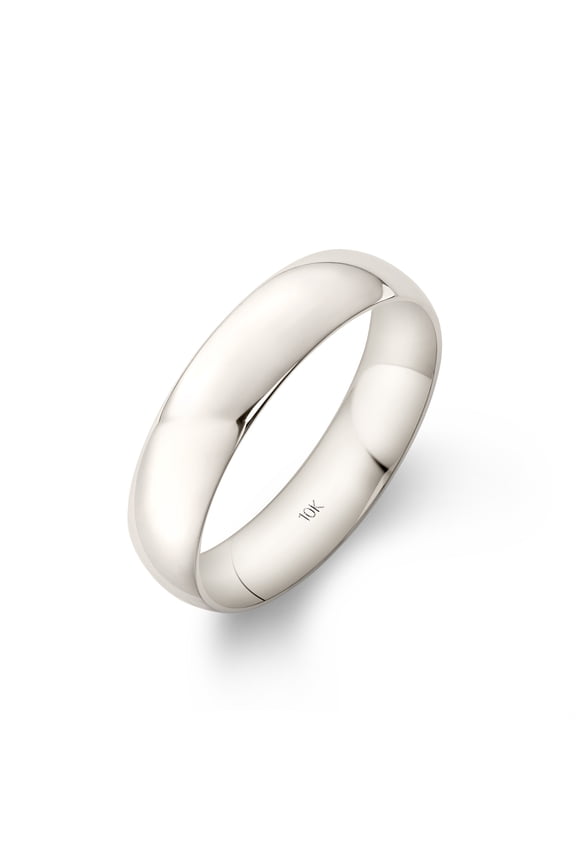 Men's 10K White Gold 5mm Comfort Fit Plain Wedding Band (Available Ring Sizes 8-14) Size 9.5