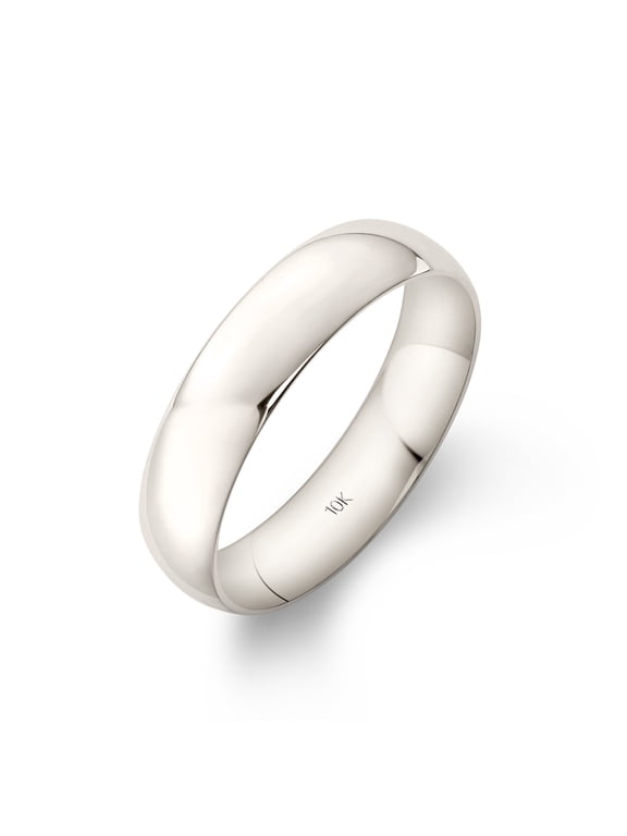 Men's 10K White Gold 5mm Comfort Fit Plain Wedding Band Size 14