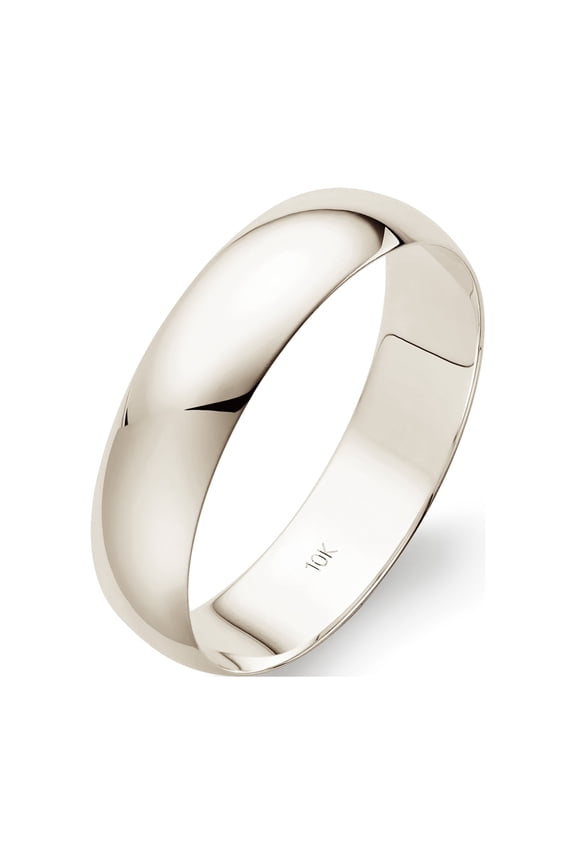 Men's Solid 10K White Gold 5mm Classic Plain Wedding Band Ring Size 11.5